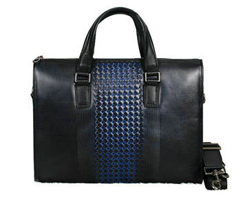 Bottega Veneta intrecciato VN briefcase B6031 black&blue